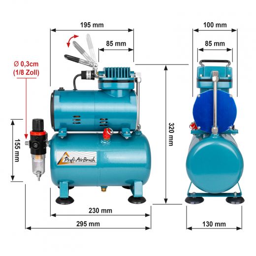 Profi-AirBrush Kompressor Universal II - Abmessungen