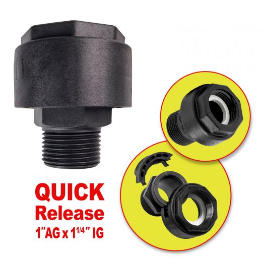 QUICK RELEASE 1" AG x 1 1/4" IG, Überwurfmutter und Dichtung