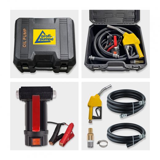 12V Dieselpumpe, Diesel-Pumpe 12 Volt, Öl-Pumpe, Dieselpumpen Set, Dieselpumpen-Komplettset, Diesel Umfüllstation, Diesel-Tankstation, Diesel Koffer Tank-Set, Diesel-Pumpe mit Koffer und Zubehör