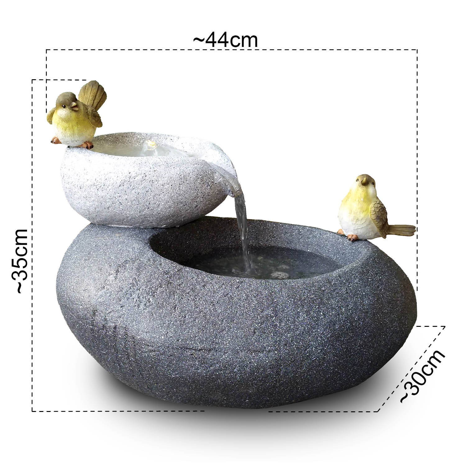 Gartenbrunnen FELS-SCHALEN mit LED-Licht