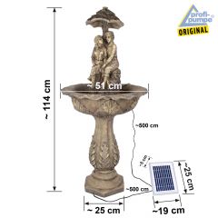 Solar - Brunnen DIE LIEBENDEN 200-3 mit Li-Ion-Akku & LED-Licht