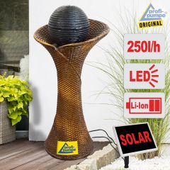  Solar - Brunnen RATTAN-3 mit Li-Ion-Akku und LED-Licht